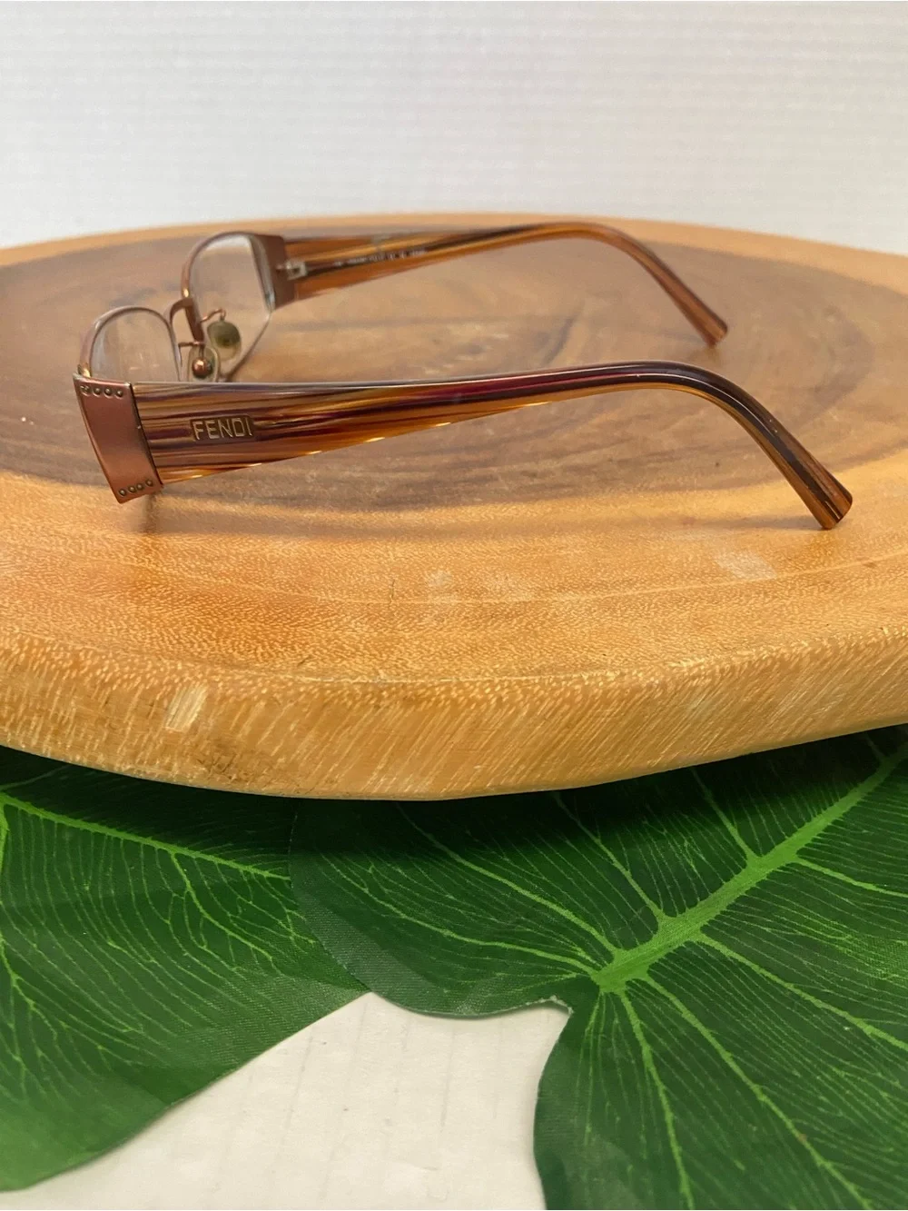 Fendi Woodgrain finish Eyeglasses Frames